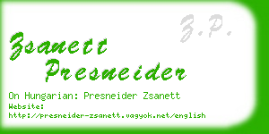 zsanett presneider business card